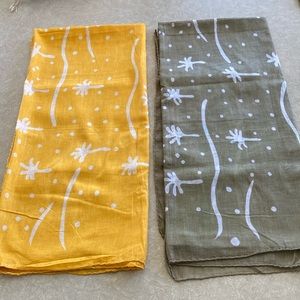 2 Large 100% Cotton scarves/sarong